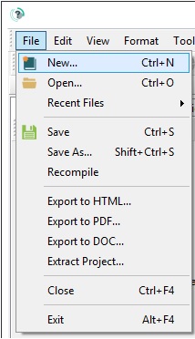 Create a new CHM file